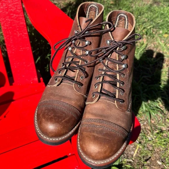 Red Wing Shoes Brown Leather Lace-Up Work Boots - Picture 4 of 6
